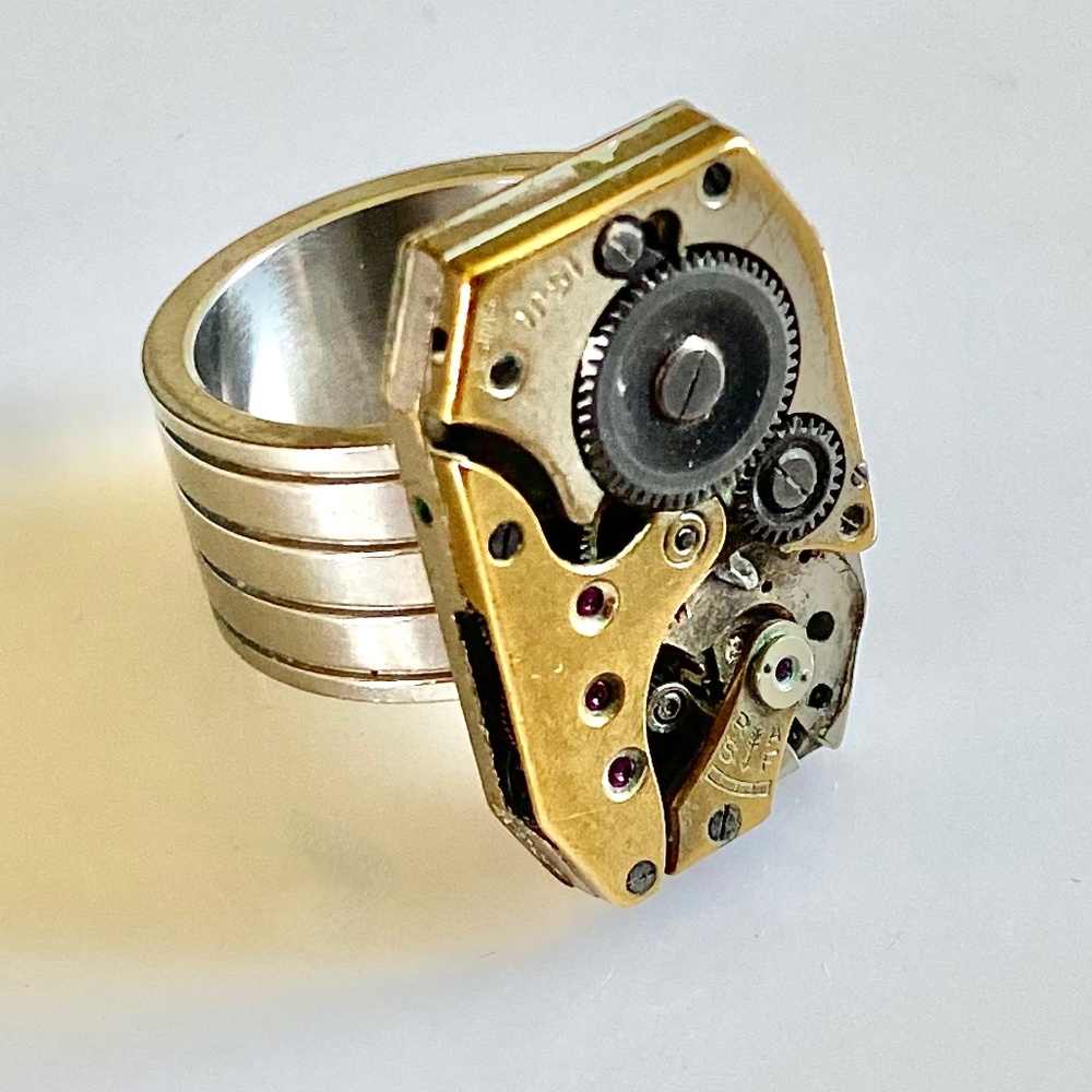 RING MADE OF OLD WATCH PARTS